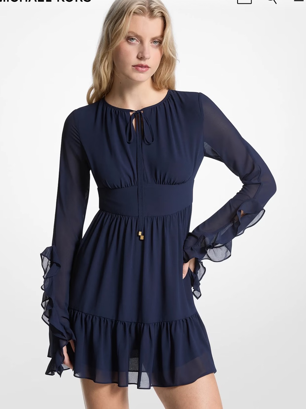 Michael Kors Georgette Long-Sleeve Dress
